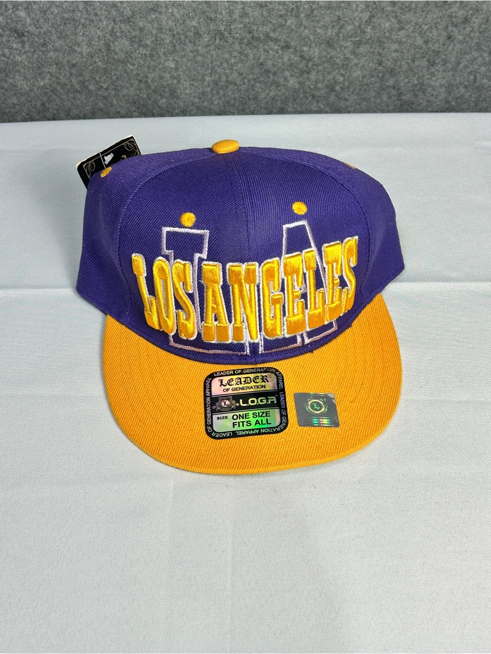 Los Angeles LOGA Embroidered Snapback Hat/Cap Purple & Gold Lakers Colors New